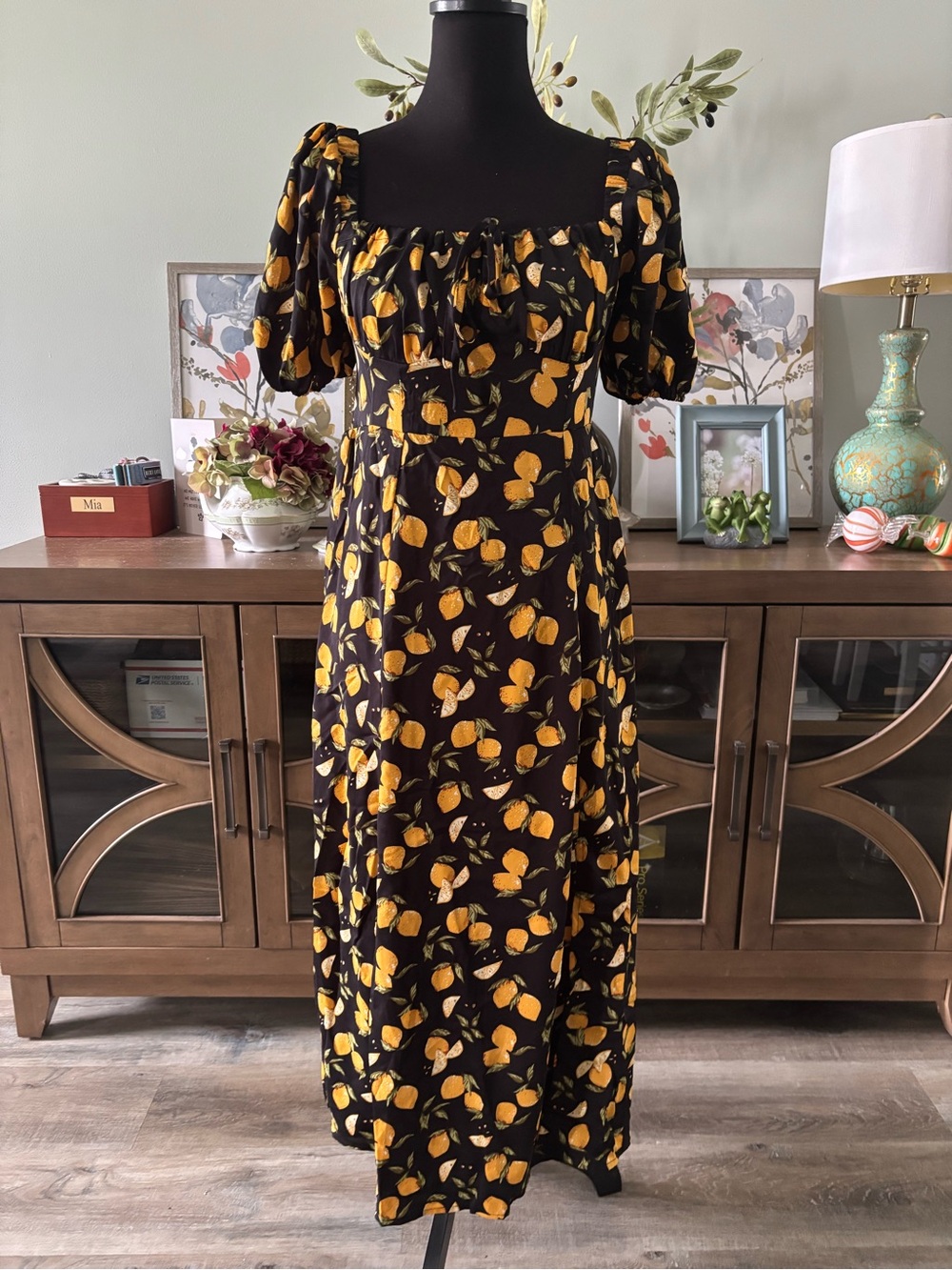 Cider Black and Yellow Lemon Dress Med NWT - Picture 6 of 10
